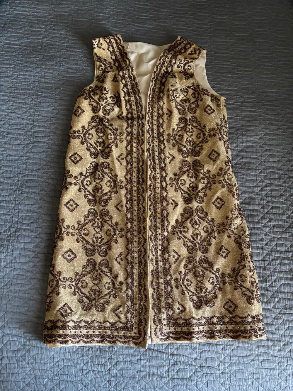 Vintage Gold Beaded Long Lurex Vest - Women's